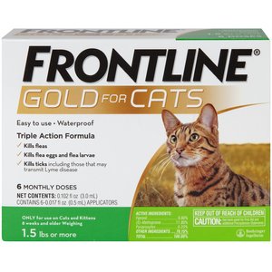 Frontline Gold for Cats Flea & Tick Treatment (Cats over 1.5 lbs.) 6 Doses 