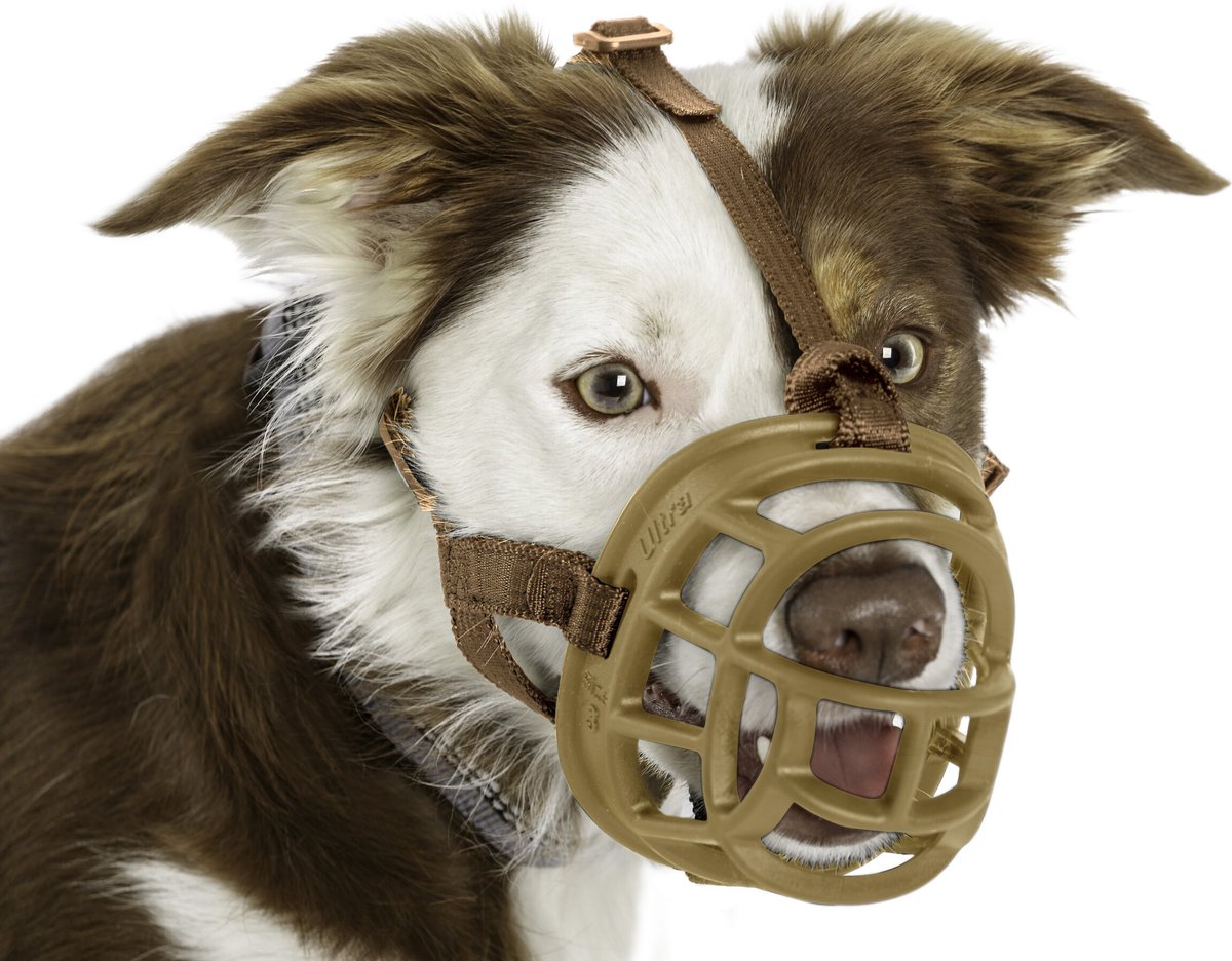 BASKERVILLE Ultra Dog Adjustable Basket Muzzle, Tan, Size 3