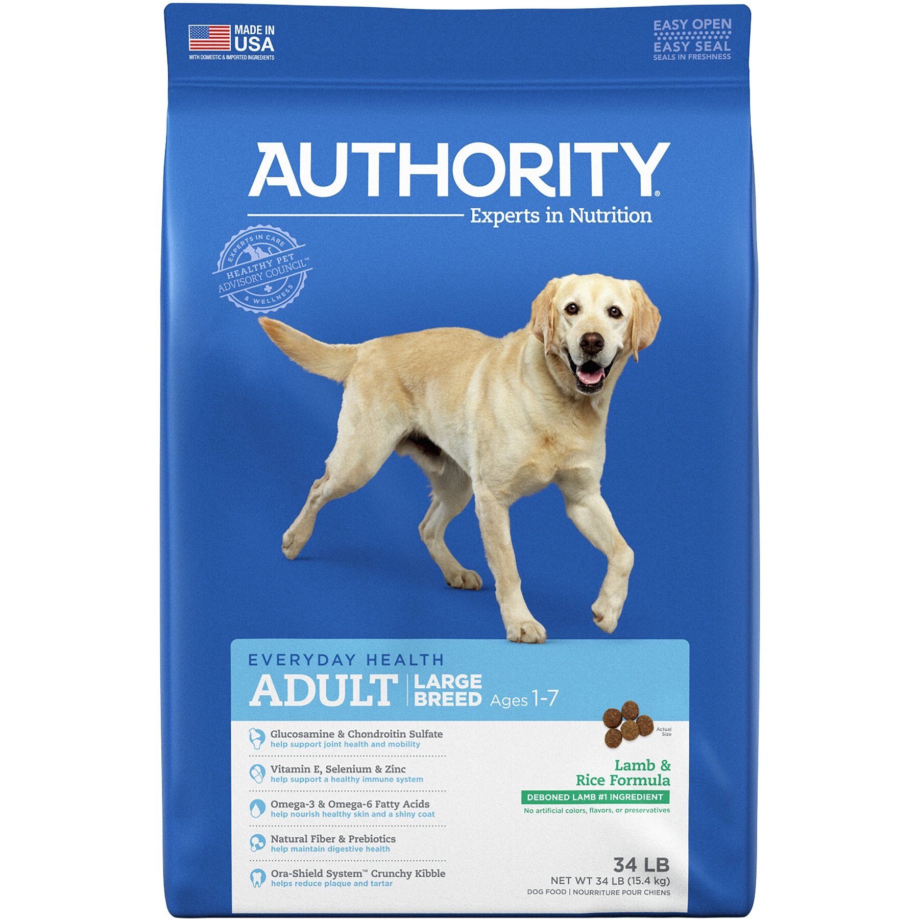 AUTHORITY Lamb Rice Formula Large Breed Adult Dry Dog Food 34