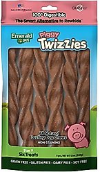 Emerald Pet Piggy Twizzies Grain-Free Dog Treats, 6 count, 9-in