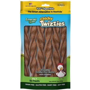 Emerald Pet Chicky Twizzies Grain-Free Dog Treats, 6 count, 9-in