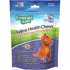 Emerald Pet Hairball Support Grain-Free Cat Soft Chews, 2.5-oz bag
