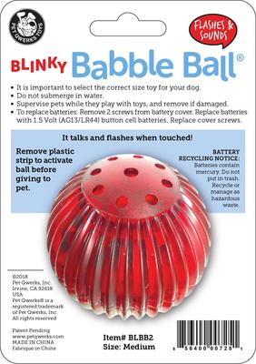 Show full view: Pet Qwerks Blinky Babble Ball Dog Toy, Medium slide 7 of 9