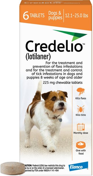 Credelio Chewable Tablet for Dogs, 12.1-25 lbs, (Orange Box), 6 Chewable Tablets (6-mos. supply) slide 1 of 3
