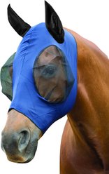 WeatherBeeta Stretch Bug Eye Horse Fly Mask with Covered Ears, Navy/Black, Pony