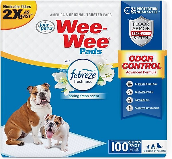 Four Paws Wee-Wee Odor Control with Febreze Freshness Dog Pads, 100 count slide 1 of 11