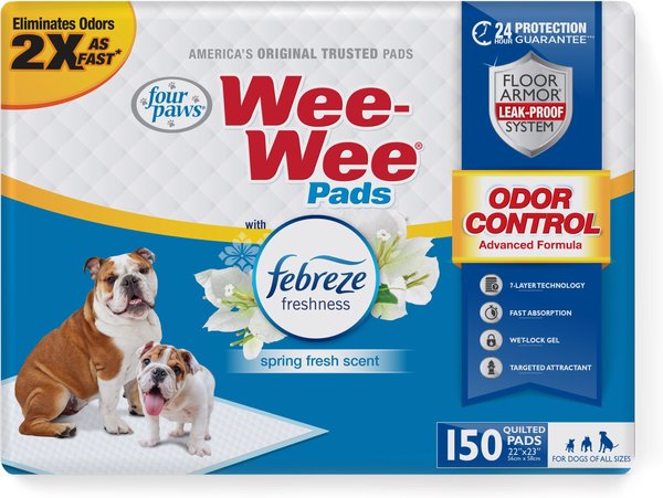 Four Paws Wee-Wee Odor Control with Febreze Freshness Dog Pads, 150 count slide 1 of 11