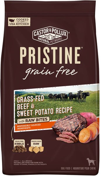 Castor & Pollux Pristine Grain-Free Grass-Fed Beef & Sweet Potato Recipe with Raw Bites Dry Dog Food, 10-lb bag slide 1 of 9