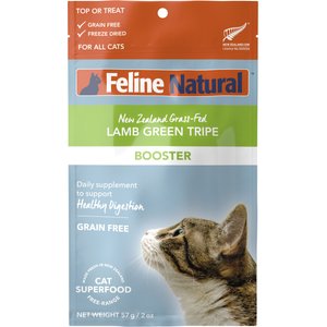 Feline Natural Booster Lamb Green Tripe Freeze-Dried Cat Food Topper, 2-oz bag
