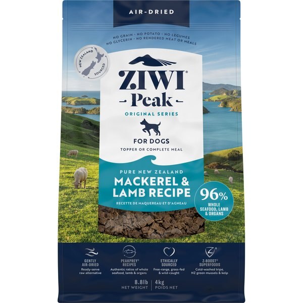 ZIWI Peak Mackerel & Lamb GrainFree AirDried Dog Food, 8.8lb
