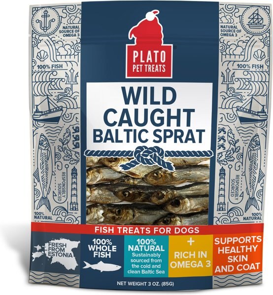 Plato Wild Caught Baltic Sprat Dog Treats, 3-oz bag slide 1 of 3