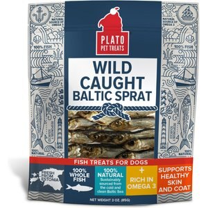 Plato Wild Caught Baltic Sprat Dog Treats, 3-oz bag