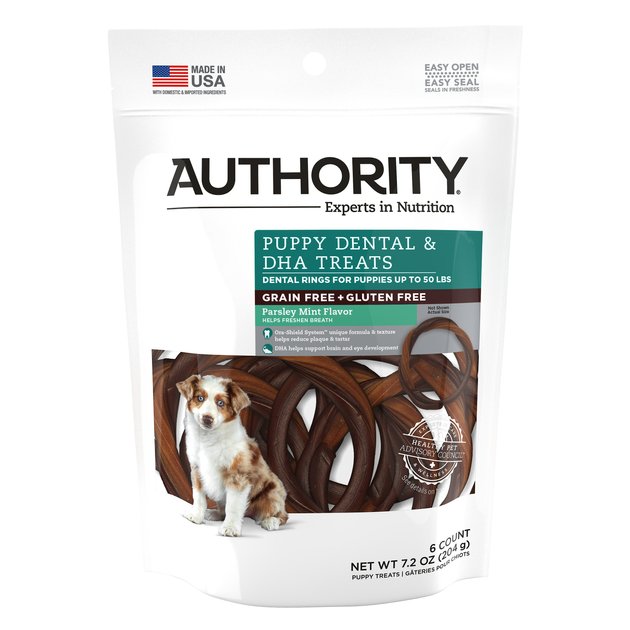 Authority Dental DHA Rings Grain Free Mint Flavored Puppy Dental Dog Treats