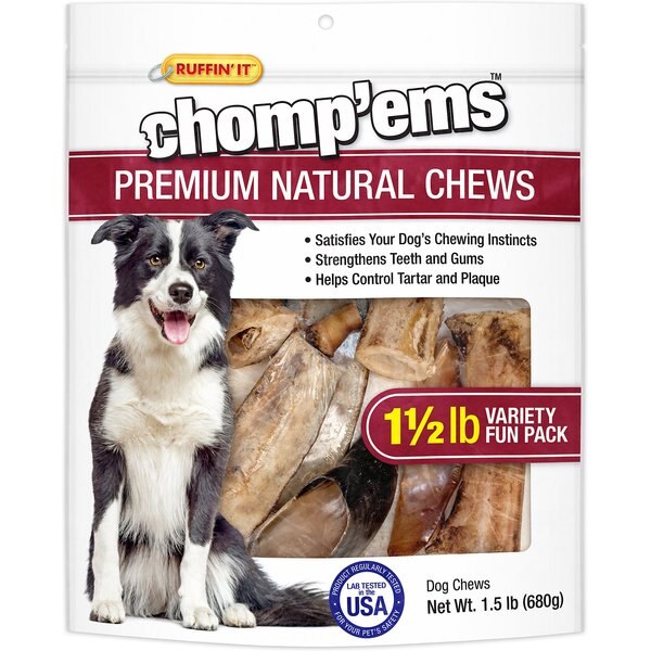 CHOMP'EMS Premium Natural Chews Variety Pack Dog Treats, 1.5lb bag