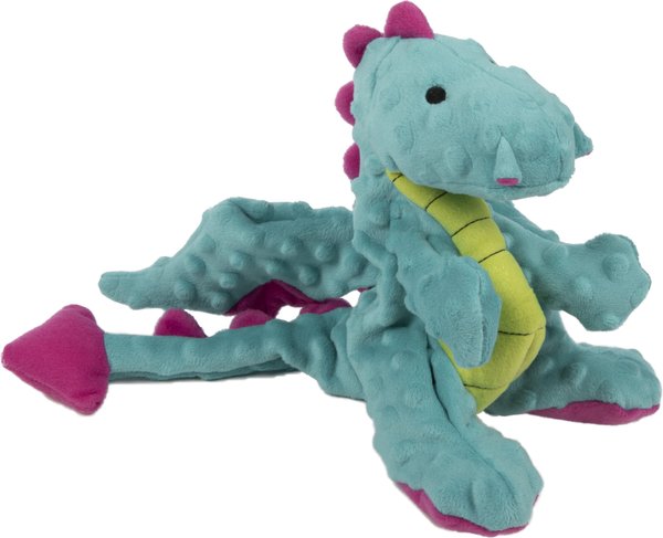 GoDog Dragons Chew Guard Squeaky Plush Dog Toy, Turquoise, Large slide 1 of 8