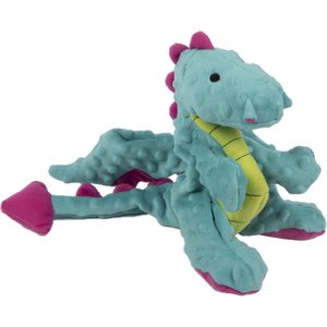 GoDog Dragons Chew Guard Squeaky Plush Dog Toy, Turquoise, Large