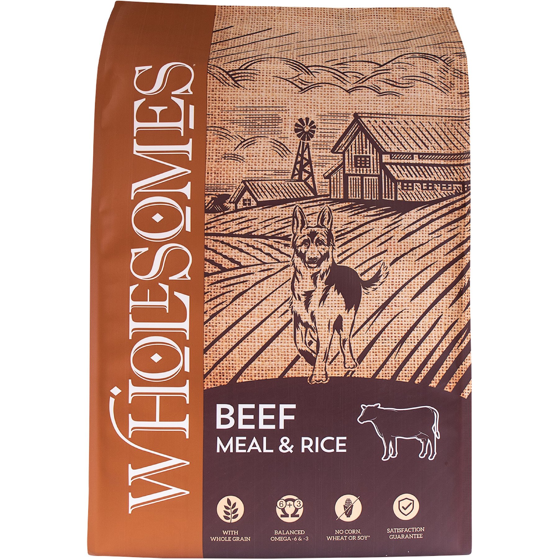 WHOLESOMES Beef Meal Rice Formula Dry Dog Food 40 lb bag