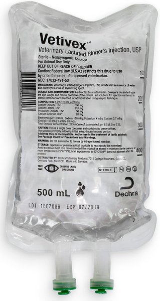 Vetivex Veterinary DEHP Free Lactated Ringers Electrolyte Injection Solution, 500-mL slide 1 of 3