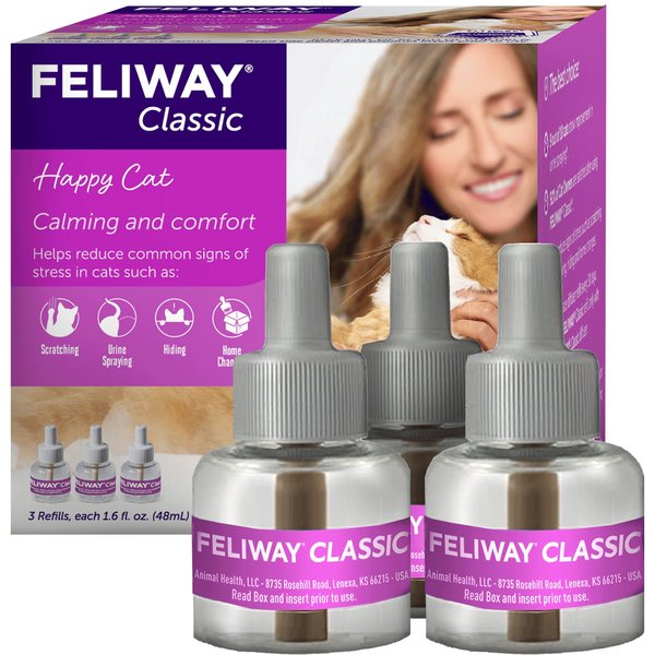 FELIWAY MultiCat Calming Diffuser Refill for Cats, 30 day, 3 count ... - Feliway Multicolour Cat Calming Aid