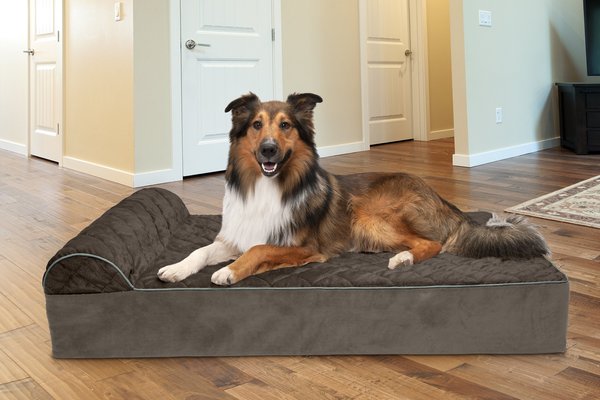 FurHaven Quilted Goliath Chaise Bolster Dog Bed w/Removable Cover, Espresso, XX-Large slide 1 of 11