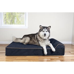 FurHaven Quilted Goliath Chaise Bolster Dog Bed w/Removable Cover, Dark Blue, 3X-Large