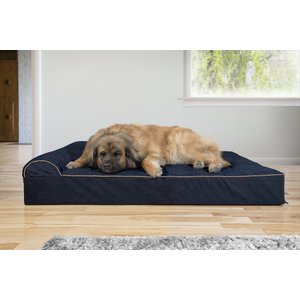 FurHaven Quilted Goliath Chaise Bolster Dog Bed with Removable Cover, Dark Blue, 4X-Large