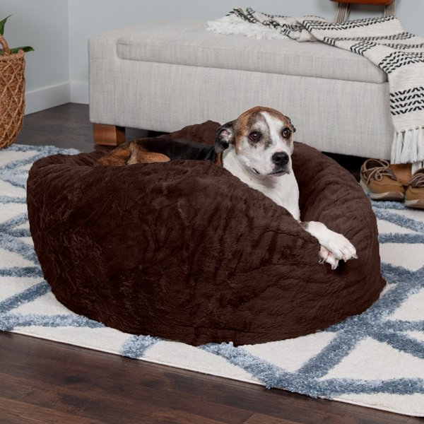 FurHaven Plush Ball Pillow Dog Bed w/Removable Cover, Espresso, Large slide 1 of 12