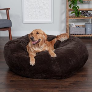 FurHaven Plush Ball Pillow Dog Bed with Removable Cover, Espresso, X-Large