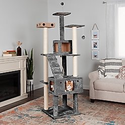 Tiger Tough Double Decker Playground 69.3-in Faux Fur Cat Tree & Condo, Grey