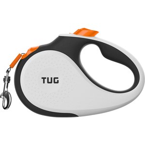 TUG Nylon Tape Retractable Dog Leash, White/Orange, Medium: 16-ft long