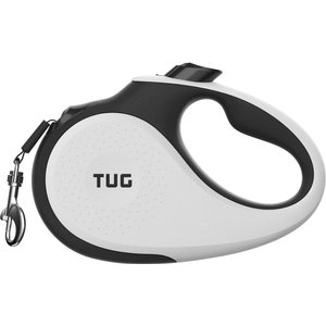 TUG Nylon Tape Retractable Dog Leash, White, Large: 16-ft long