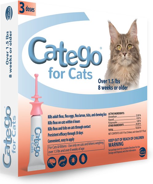 Catego Flea & Tick Spot Treatment for Cats, over 1.5 lbs, 3 Doses (3-mos. supply) slide 1 of 4