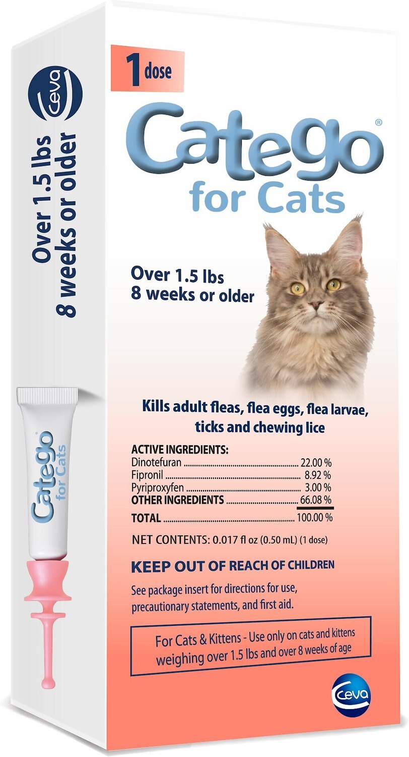 CATEGO Flea & Tick Spot Treatment for Cats, over 1.5 lbs, 1 Dose (1mo