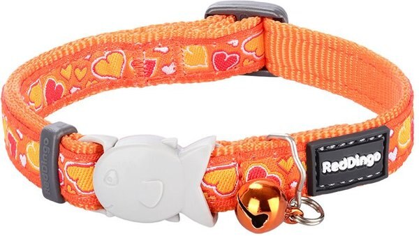 Red Dingo Breezy Love Nylon Breakaway Cat Collar with Bell, Orange, 8 to 12.5-in neck, 1/2-in wide slide 1 of 4