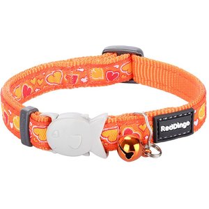 Red Dingo Breezy Love Nylon Breakaway Cat Collar with Bell, Orange, 8 to 12.5-in neck, 1/2-in wide
