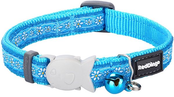 Red Dingo Daisy Chain Nylon Breakaway Cat Collar with Bell, Turquoise, 8 to 12.5-in neck, 1/2-in wide slide 1 of 5