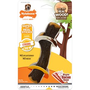 Nylabone Strong Chew Real Wood Dog Stick Toy Maple Bacon, Medium