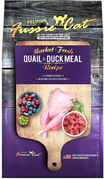 Fussie Cat Market Fresh Quail & Duck Meal Recipe Grain-Free Dry Cat Food, 10-lb bag slide 1 of 8