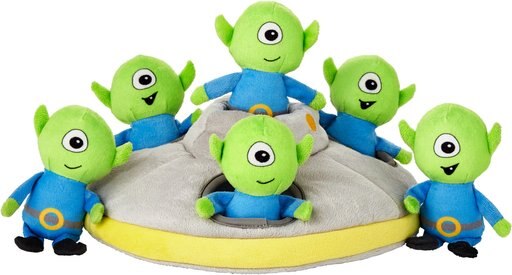 Frisco Flying Saucer & Aliens Hide & Seek Puzzle Plush Squeaky Dog Toy, Small/Medium