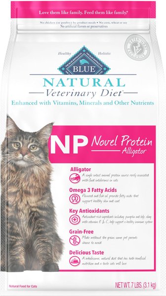 Blue Buffalo Natural Veterinary Diet NP Novel Protein Alligator Grain-Free Dry Cat Food, 7-lb bag slide 1 of 10