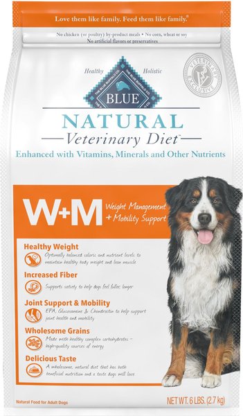 Blue Buffalo Natural Veterinary Diet W+M Weight Management + Mobility Support Grain-Free Dry Dog Food, 6-lb bag slide 1 of 10
