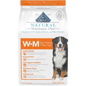 Blue Buffalo Natural Veterinary Diet W+M Weight Management + Mobility Support Grain-Free Dry Dog Food, 6-lb bag