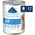 Blue Buffalo Natural Veterinary Diet HF Hydrolyzed for Food Intolerance Grain-Free Wet Dog Food, 12.5-oz, case of 12