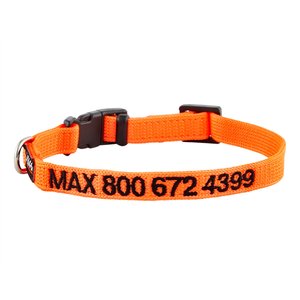 GoTags Nylon Personalized Dog Collar, Orange, X-Small: 8 to 12-in neck, 3/8-in wide