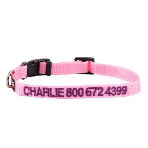 GoTags Nylon Personalized Dog Collar, Pink, X-Small: 8 to 12-in neck, 3/8-in wide