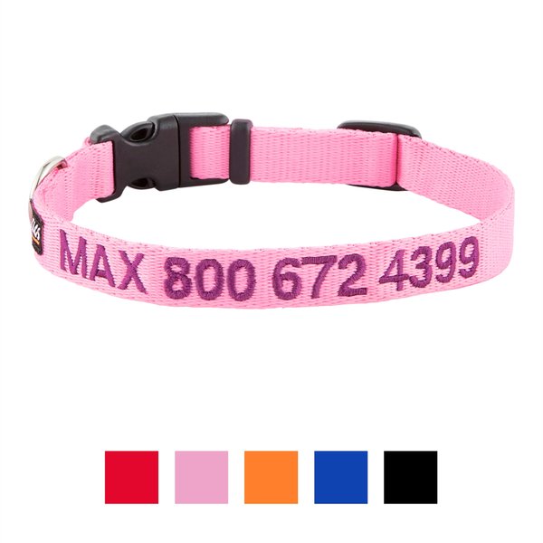 GoTags Personalized Pink Dog Collar with Custom Embroidery, X-Small