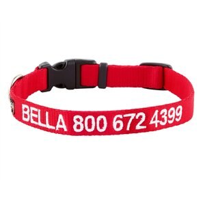 GoTags Nylon Personalized Dog Collar, Red, Small: 11 to 16-in neck, 5/8-in wide