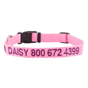 GoTags Nylon Personalized Dog Collar, Pink, Medium: 14 to 20-in neck, 3/4-in wide