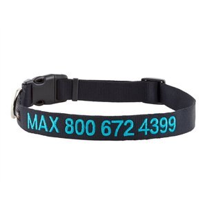 GoTags Nylon Personalized Dog Collar, Black, Large: 18 to 26-in neck, 1-in wide