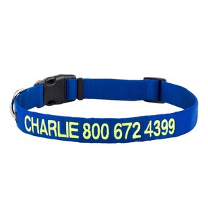 GoTags Nylon Personalized Dog Collar, Blue, Large: 18 to 26-in neck, 1-in wide